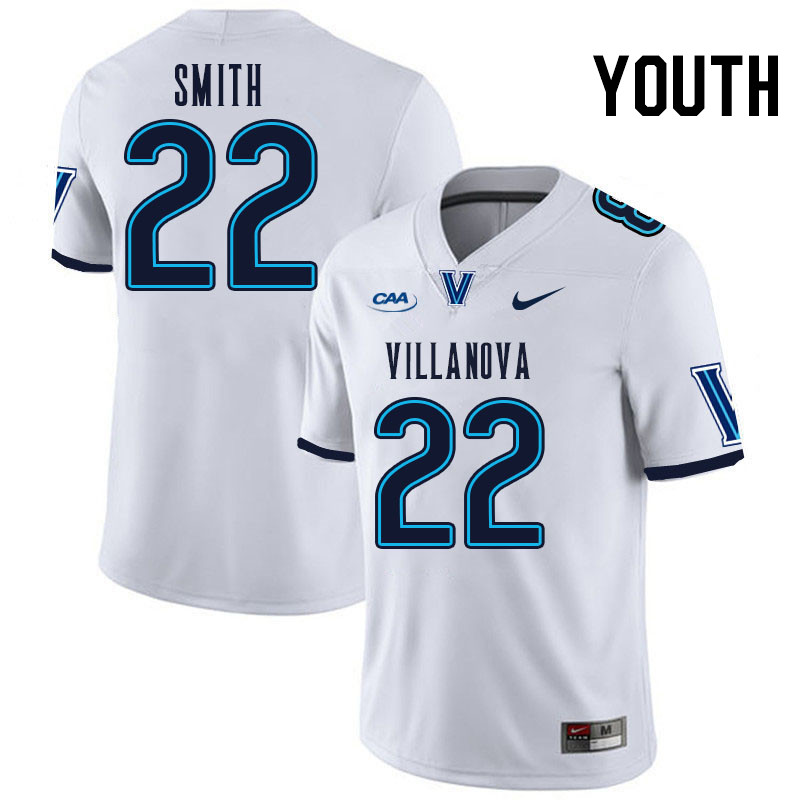 Youth #22 Devin Smith Villanova Wildcats College Football Jerseys Stitched Sale-White